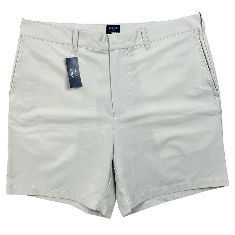 J Crew‎ Tech Shorts Mens 34 Beige Stretch 7 Inseam Dust Water Resistant AL095